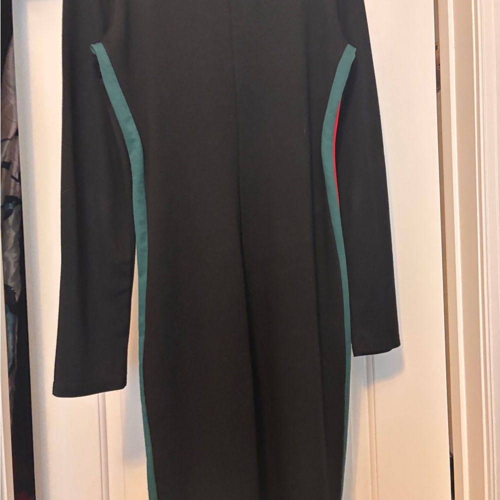 Zara Black Midi Dress with Teal Accents